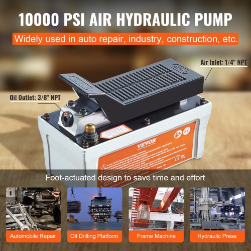 Air Hydraulic Pump 10000 PSI 12 Gal Reservoir NPT 38 Oil Outlet NPT