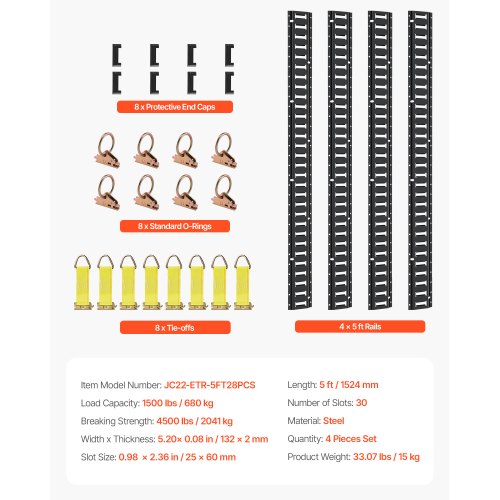 E Track TieDown Rail Kit 30PCS 5FT ETracks Set Includes 4 Steel Rails 2