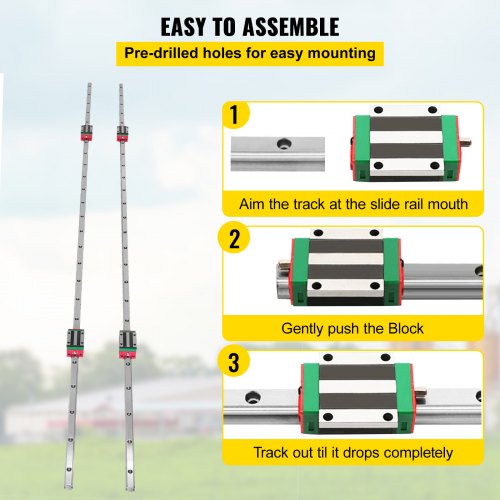 Linear Rail HSR151500mm 2pcs Linear Guideway Rail4X Square Type Carriage