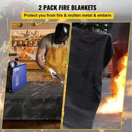 Fire Blankets 2 Pack Welding Blankets 8 x 10 Fire Suppression Blanket