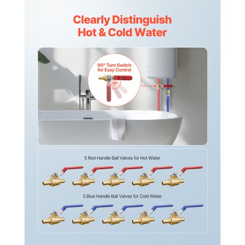 PEX Ball Valve 10 Pieces 12 in PEX Brass Ball Valve PEX Full Port Brass