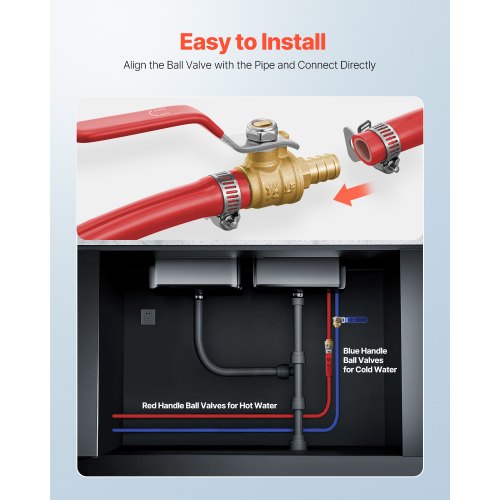 PEX Ball Valve 10 Pieces 12 in PEX Brass Ball Valve PEX Full Port Brass