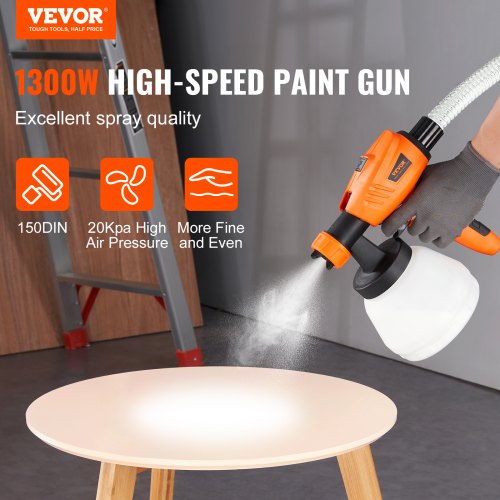 Paint Sprayer 1300W Electric Spray Paint Gun with Air Hose 1300ml and 800