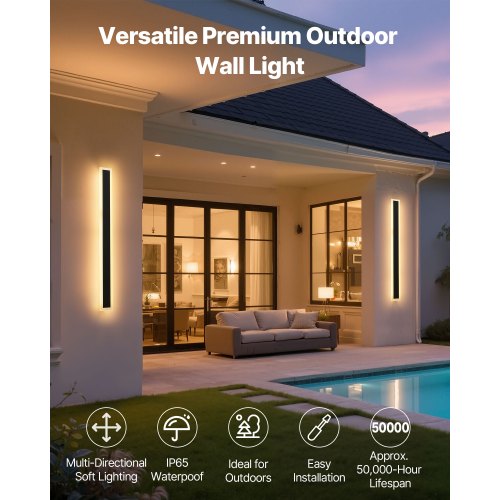 Outdoor Wall Lights 2 Pack 31.5 Inch Long Strip Modern Exterior Wall