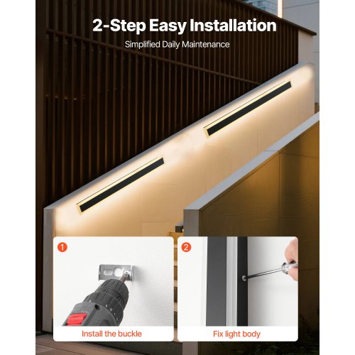 Outdoor Wall Lights 2 Pack 31.5 Inch Long Strip Modern Exterior Wall