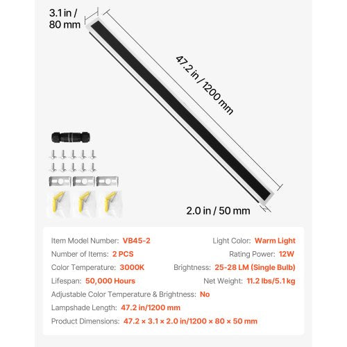 Outdoor Wall Lights 2 Pack 47.2 Inch Long Strip Modern Exterior Wall