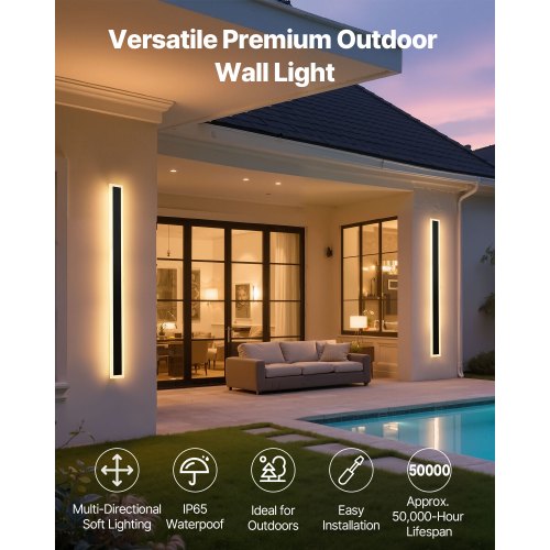 Outdoor Wall Lights 2 Pack 39.4 Inch Long Strip Modern Exterior Wall