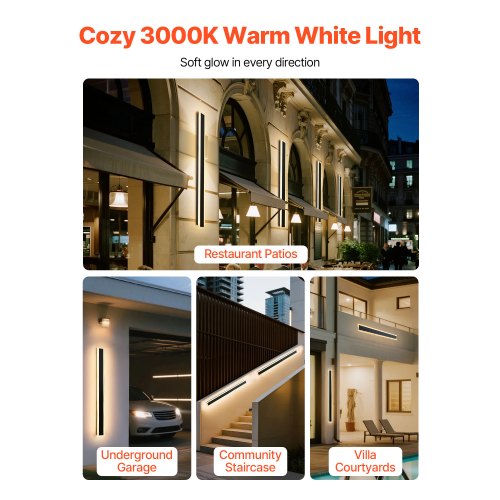 Outdoor Wall Lights 2 Pack 39.4 Inch Long Strip Modern Exterior Wall