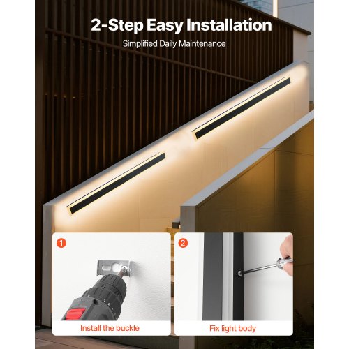Outdoor Wall Lights 2 Pack 39.4 Inch Long Strip Modern Exterior Wall