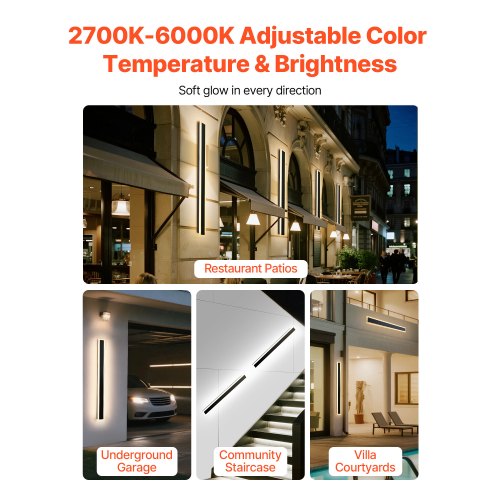 Outdoor Wall Lights 2 Pack 39.4 Inch Long Strip Modern Exterior Wall 1