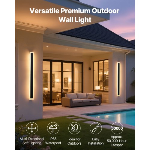 Outdoor Wall Lights 2 Pack 47.2 Inch Long Strip Modern Exterior Wall 1