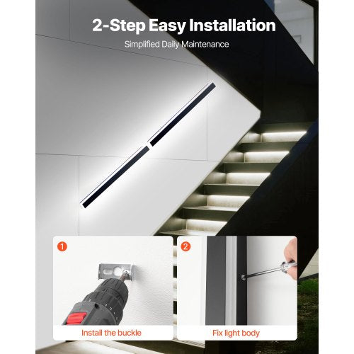 Outdoor Wall Lights 2 Pack 39.4 Inch Long RGB Modern Exterior Wall Sconce