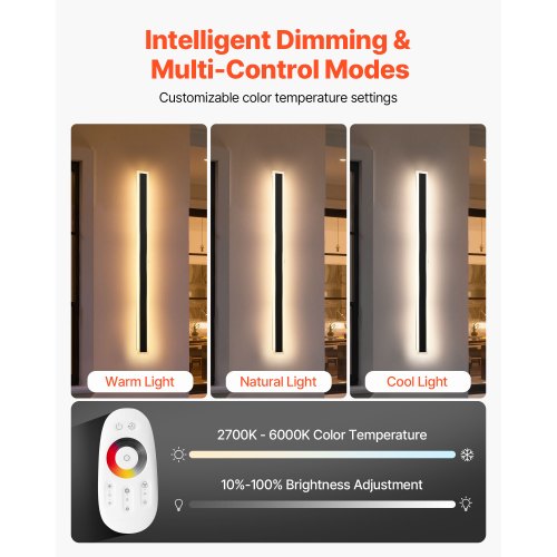 Outdoor Wall Lights 2 Pack 39.4 Inch Long RGB Modern Exterior Wall Sconce