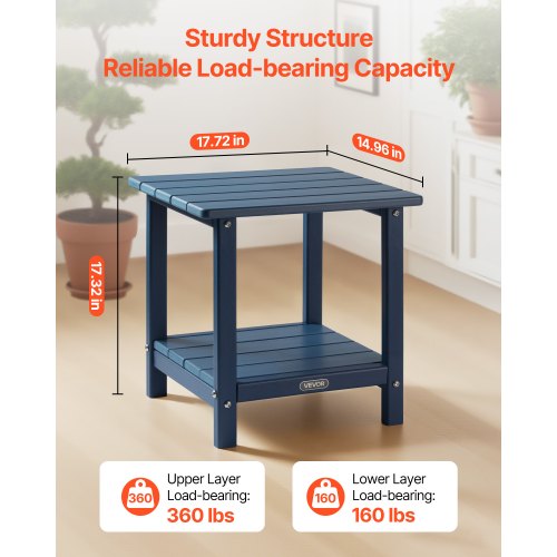 Outdoor Side Table 1772W x 1496D x 1732H Inch Double Layer HDPE Outside