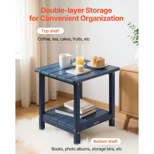 Outdoor Side Table 1772W x 1496D x 1732H Inch Double Layer HDPE Outside