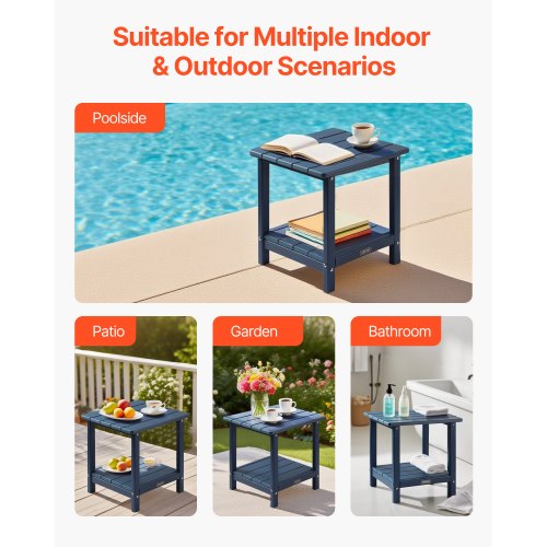 Outdoor Side Table 1772W x 1496D x 1732H Inch Double Layer HDPE Outside