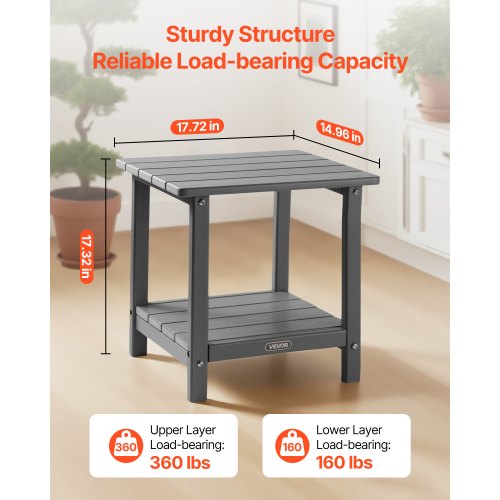 Outdoor Side Table 1772W x 1496D x 1732H Inch Double Layer HDPE Outside 1