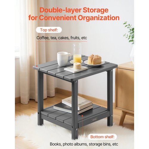 Outdoor Side Table 1772W x 1496D x 1732H Inch Double Layer HDPE Outside 1