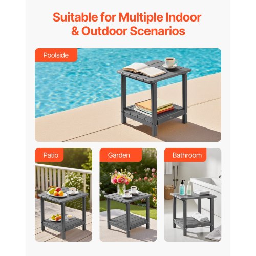 Outdoor Side Table 1772W x 1496D x 1732H Inch Double Layer HDPE Outside 1