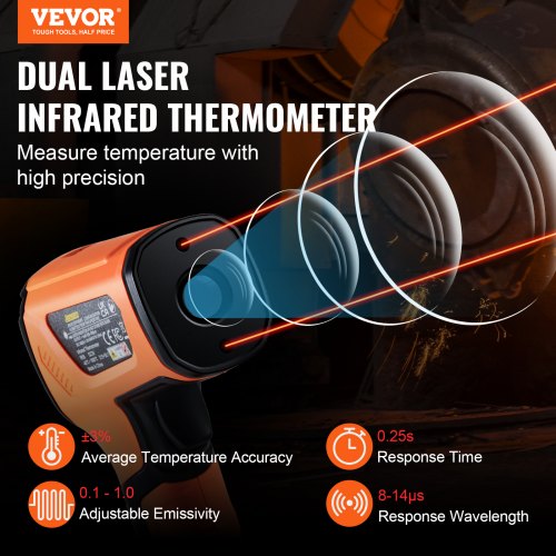 Infrared Thermometer 402732°F Dual Laser Temperature Gun NonContact