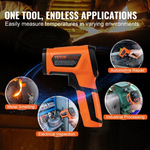 Infrared Thermometer 402732°F Dual Laser Temperature Gun NonContact