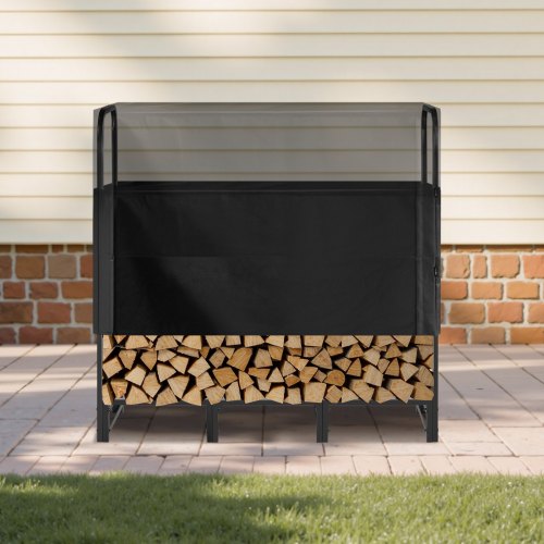 Firewood Rack with Waterproof Cover 4 ft Outdoor Firewood Holder 14 Cord