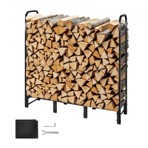 Firewood Rack with Waterproof Cover 4 ft Outdoor Firewood Holder 14 Cord
