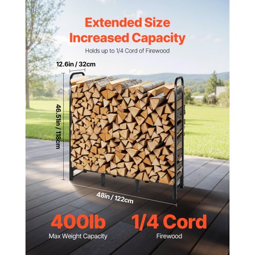 Firewood Rack with Waterproof Cover 4 ft Outdoor Firewood Holder 14 Cord 1