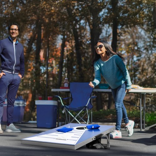 Cornhole Set 3x2 ft Corn Hole Game Boards Aluminum Weatherproof Portable