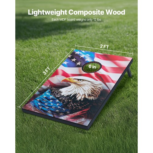 Cornhole Set 3x2 ft Corn Hole Game Boards MDF Wood Portable Toss Board