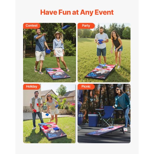 Cornhole Set 3x2 ft Corn Hole Game Boards MDF Wood Portable Toss Board