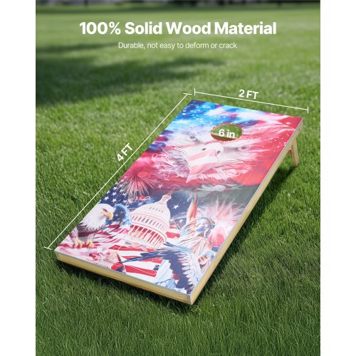 Cornhole Set 4x2 ft Corn Hole Game Boards Solid Wood Portable Toss Board