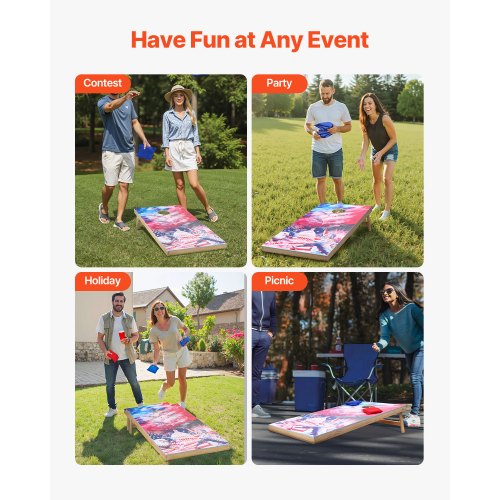 Cornhole Set 4x2 ft Corn Hole Game Boards Solid Wood Portable Toss Board
