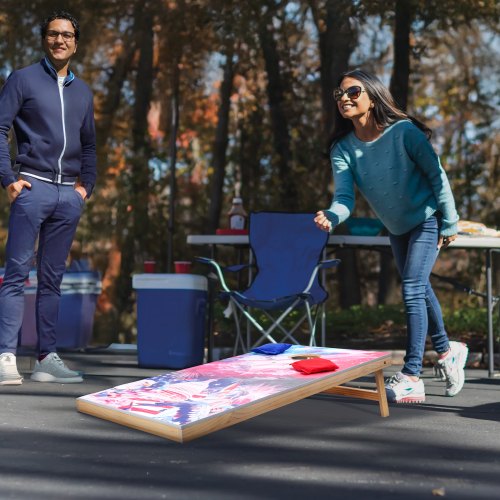 Cornhole Set 4x2 ft Corn Hole Game Boards Solid Wood Portable Toss Board