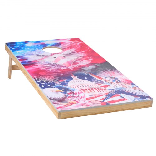 Cornhole Set 4x2 ft Corn Hole Game Boards Solid Wood Portable Toss Board