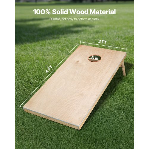 Cornhole Set 4x2 ft Corn Hole Game Boards Solid Wood Portable Toss Board
