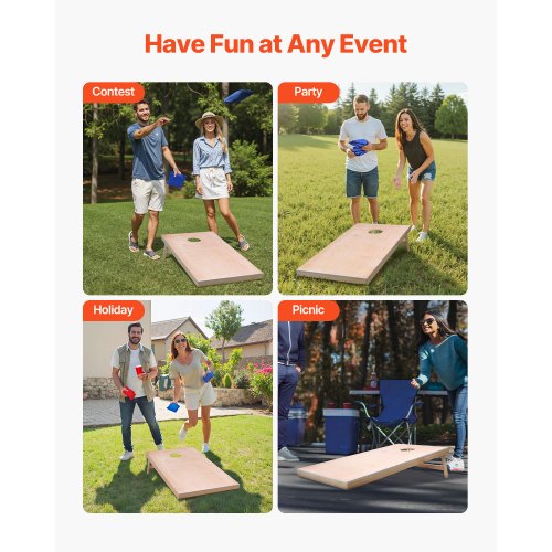 Cornhole Set 4x2 ft Corn Hole Game Boards Solid Wood Portable Toss Board