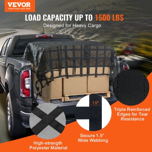 Cargo Net 120 in x 105 in Heavy Duty Truck Cargo Net for Truck Bed 4