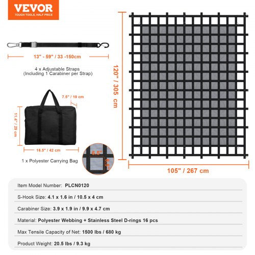 Cargo Net 120 in x 105 in Heavy Duty Truck Cargo Net for Truck Bed 4