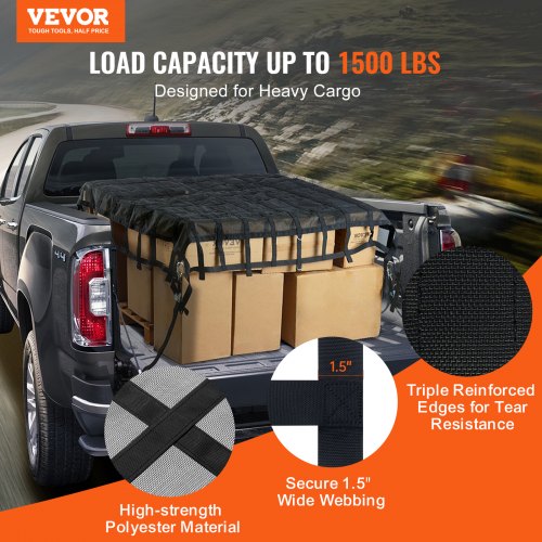 Cargo Net 96 in x 81 in Heavy Duty Truck Cargo Net for Truck Bed 4