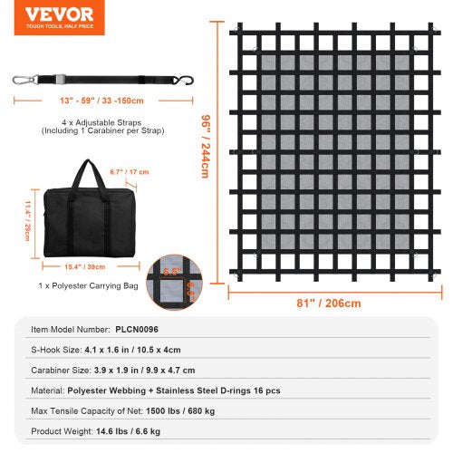 Cargo Net 96 in x 81 in Heavy Duty Truck Cargo Net for Truck Bed 4