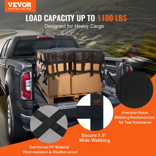 Cargo Net 72 in x 57 in Heavy Duty Truck Cargo Net for Truck Bed 4