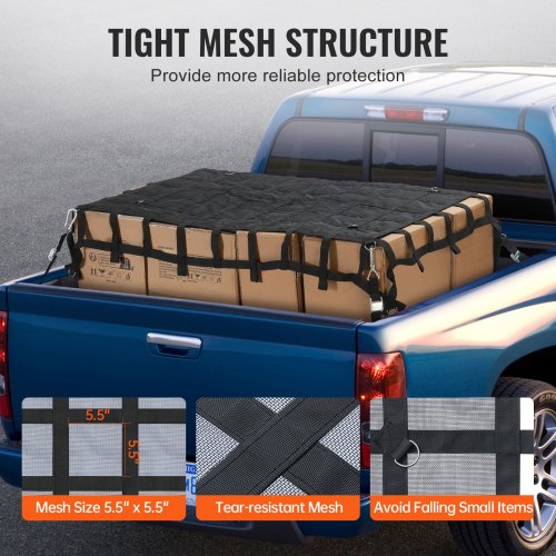 Cargo Net 72 in x 57 in Heavy Duty Truck Cargo Net for Truck Bed 4
