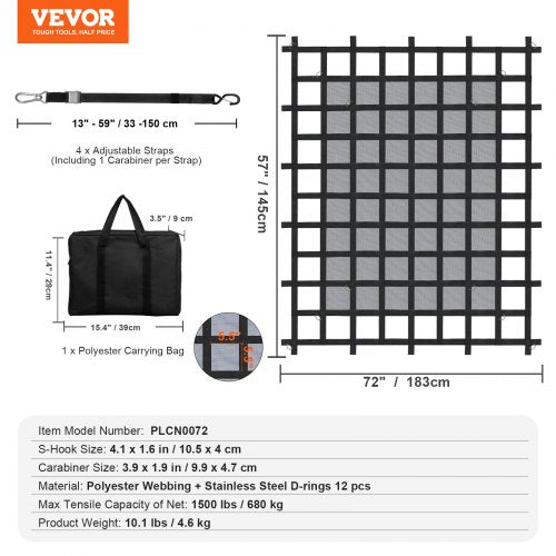 Cargo Net 72 in x 57 in Heavy Duty Truck Cargo Net for Truck Bed 4