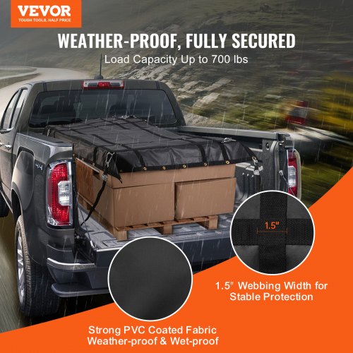 Cargo Net 72 in x 57 in Heavy Duty Truck Cargo Net for Truck Bed 4