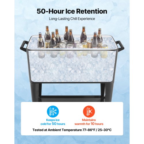 80 Quart Rolling Ice Chest Holds up to 50 Bottles 110 Cans Portable