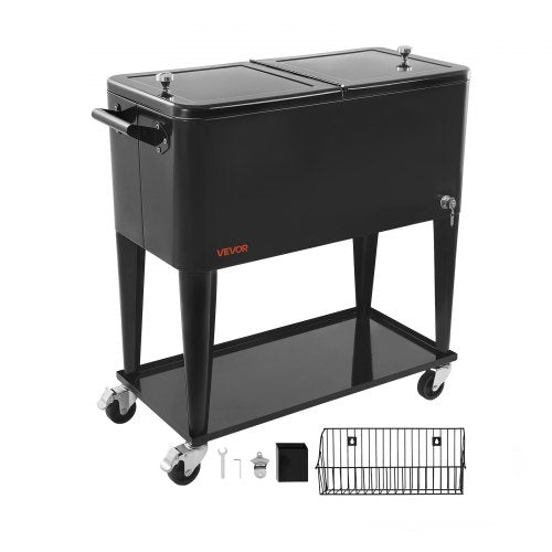 80 Quart Rolling Ice Chest Holds up to 50 Bottles 110 Cans Portable