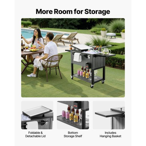 80Qt Rolling Ice Chest Holds Up To 50 Bottles 110 Cans Portable Patio Party