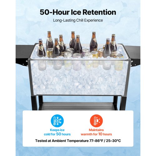 80Qt Rolling Ice Chest Holds Up To 50 Bottles 110 Cans Portable Patio Party