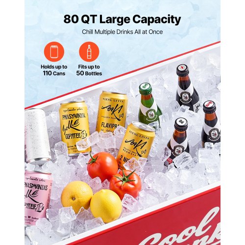 80 Quart Rolling Ice Chest Holds up to 50 Bottles 110 Cans Portable 1